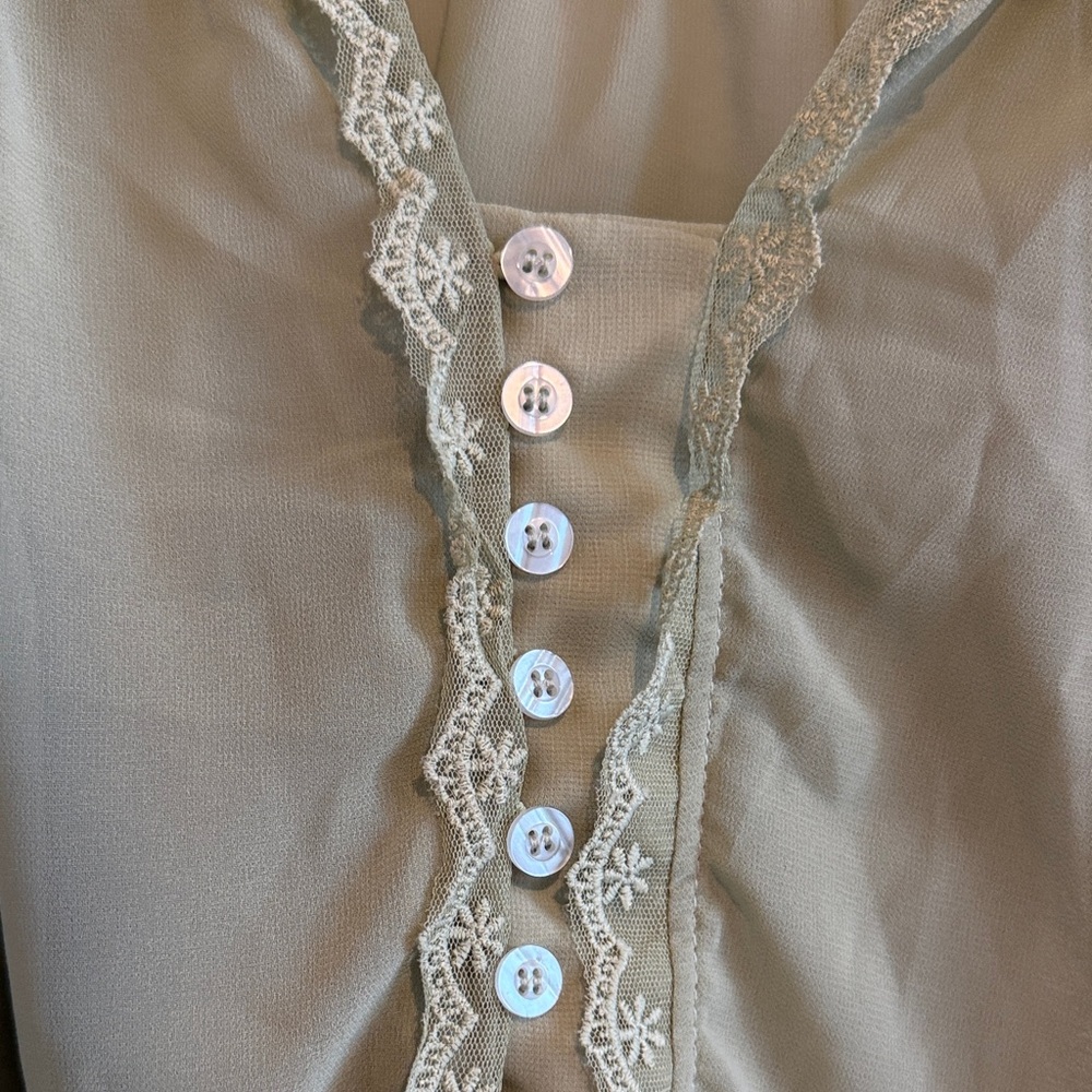 Amazon Sheer Olive Lace Blouse - Picture 3 of 5
